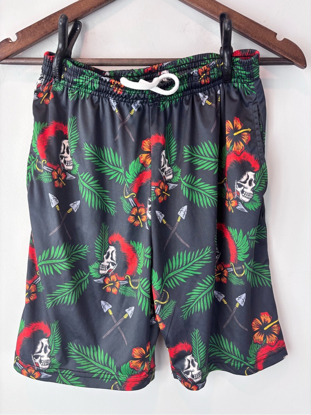 Greater Hall Men’s M Skull Tropical Hawaiian Swim Board Shorts